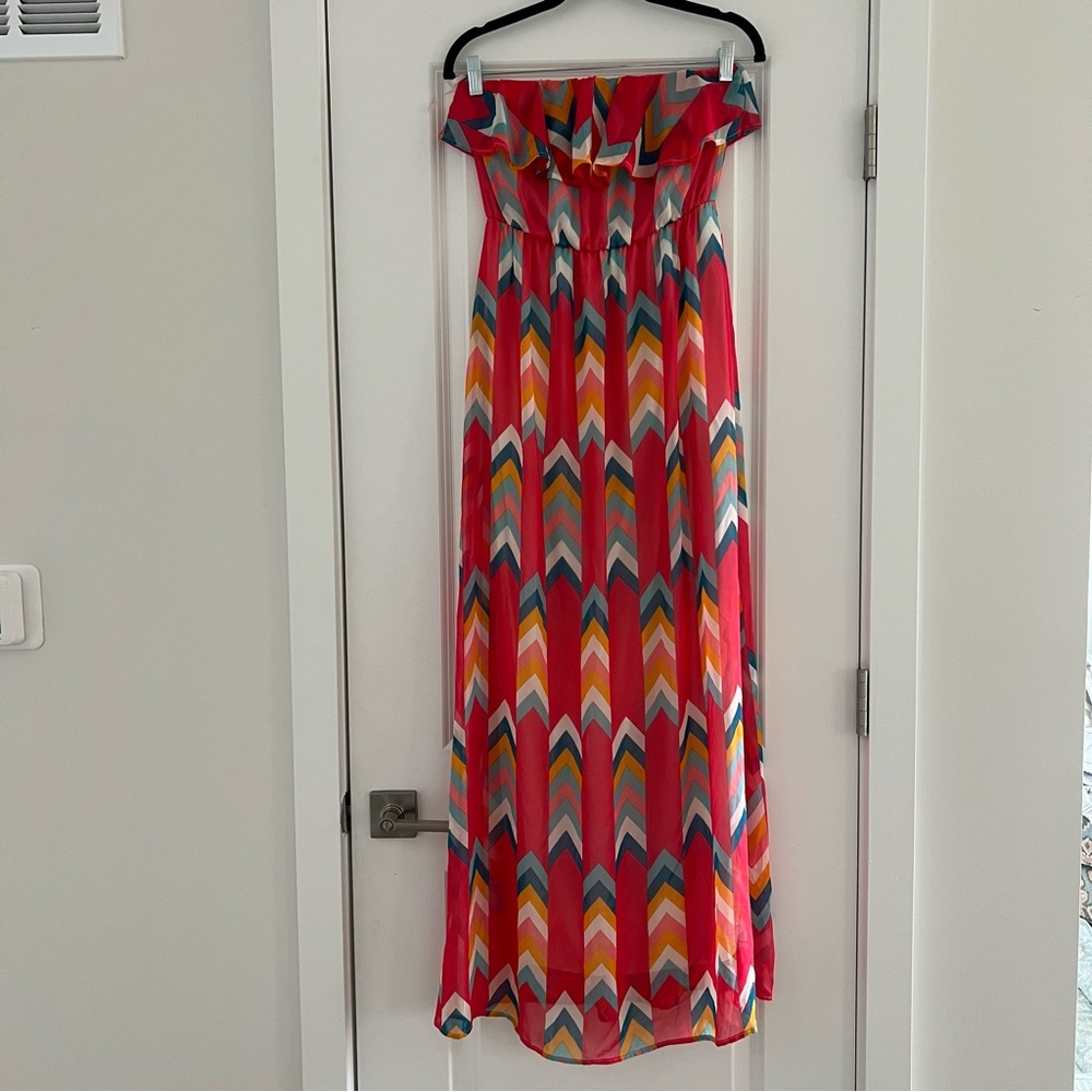 Coral Patterned Maxi Dress